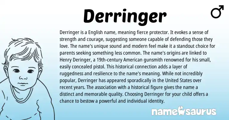 Infographic about Derringer name meaning, Derringer is a name from English origin(s).