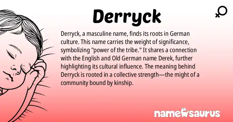 Infographic about Derryck name meaning, Derryck is a name from German origin(s).