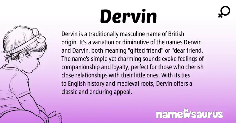 Infographic about Dervin name meaning, Dervin is a name from British origin(s).