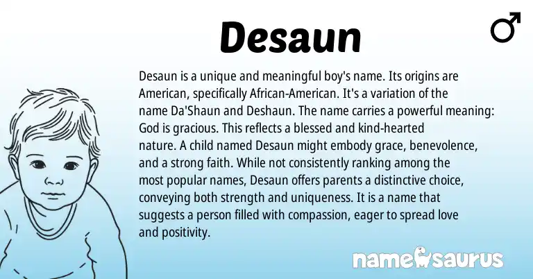 Infographic about Desaun name meaning, Desaun is a name from American origin(s).