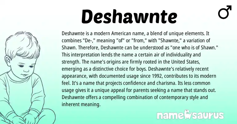 Infographic about Deshawnte name meaning, Deshawnte is a name from American origin(s).