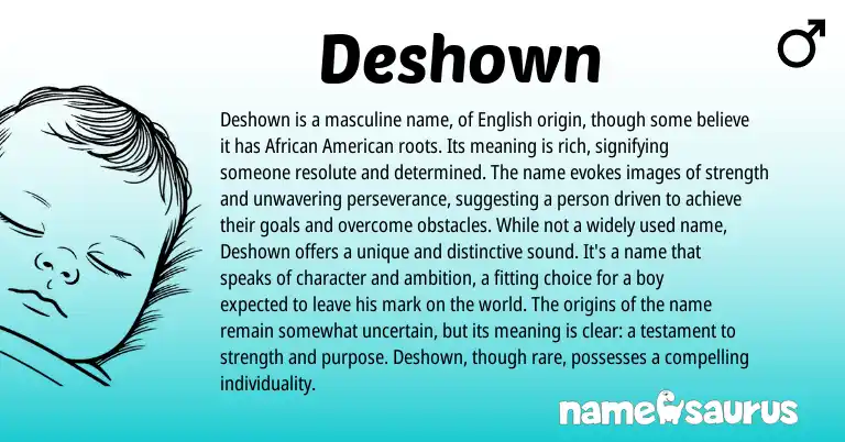 Infographic about Deshown name meaning, Deshown is a name from English origin(s).