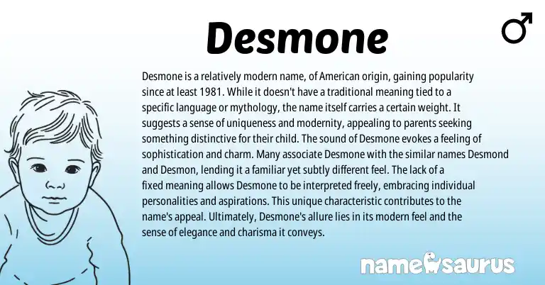 Infographic about Desmone name meaning, Desmone is a name from Other origin(s).