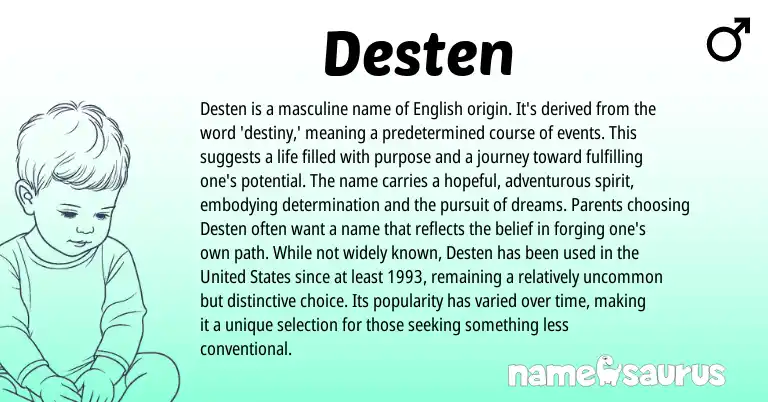 Infographic about Desten name meaning, Desten is a name from English origin(s).