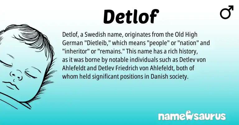 Infographic about Detlof name meaning, Detlof is a name from Old High German, Swedish, Danish origin(s).