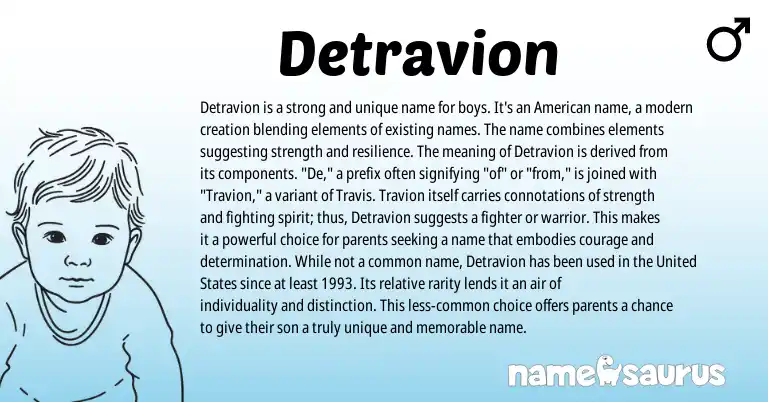 Infographic about Detravion name meaning, Detravion is a name from American origin(s).