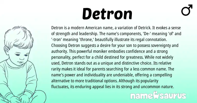 Infographic about Detron name meaning, Detron is a name from American origin(s).