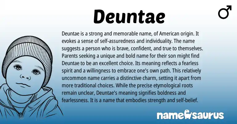 Infographic about Deuntae name meaning, Deuntae is a name from American origin(s).