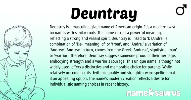 Infographic about Deuntray name meaning, Deuntray is a name from American, Greek origin(s).