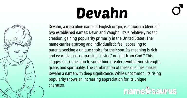 Infographic about Devahn name meaning, Devahn is a name from English origin(s).