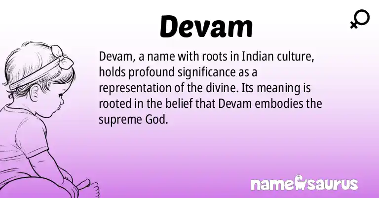 Infographic about Devam name meaning, Devam is a name from Indian origin(s).