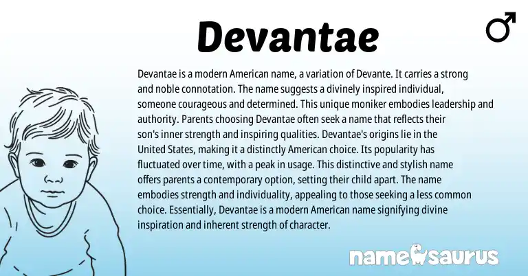 Infographic about Devantae name meaning, Devantae is a name from English, American origin(s).