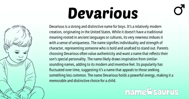 Infographic about Devarious name meaning, Devarious is a name from Other origin(s).