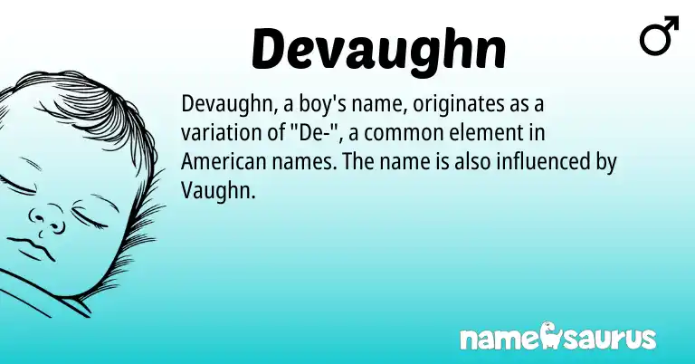 Infographic about Devaughn name meaning, Devaughn is a name from American origin(s).
