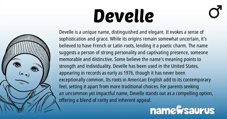 Infographic about Develle name meaning, Develle is a name from Latin, French origin(s).