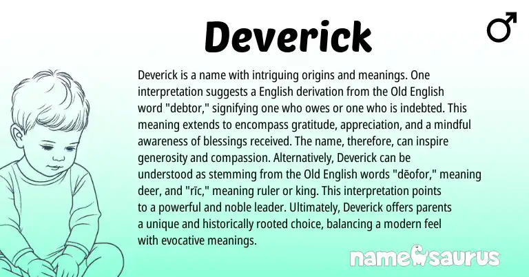 Infographic about Deverick name meaning, Deverick is a name from English origin(s).