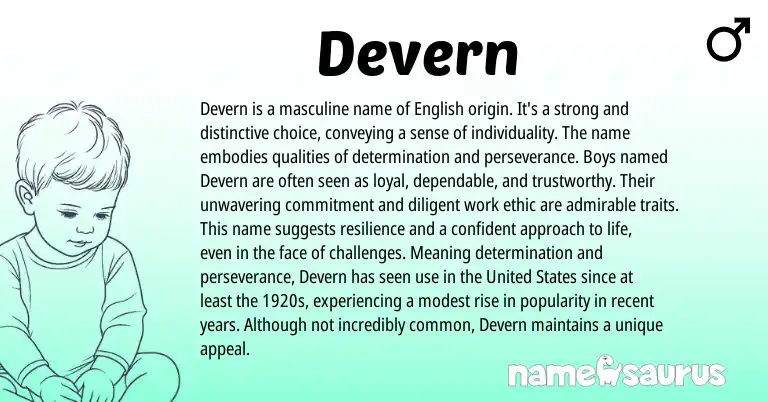 Infographic about Devern name meaning, Devern is a name from English origin(s).