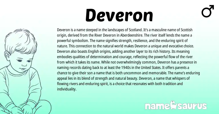 Infographic about Deveron name meaning, Deveron is a name from Scottish origin(s).