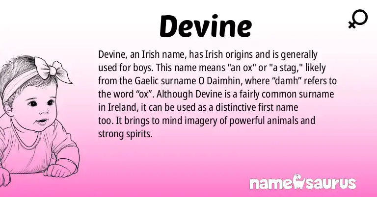 Infographic about Devine name meaning, Devine is a name from Irish origin(s).