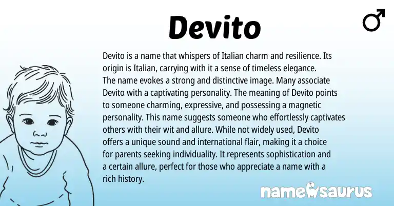 Infographic about Devito name meaning, Devito is a name from Italian origin(s).