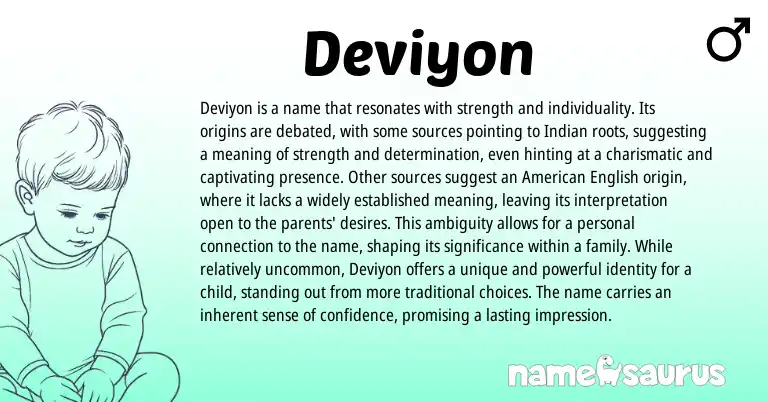 Infographic about Deviyon name meaning, Deviyon is a name from Indian origin(s).