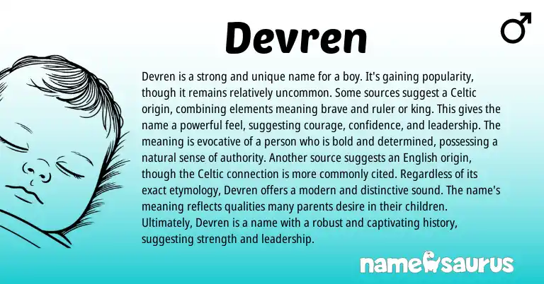 Infographic about Devren name meaning, Devren is a name from Celtic origin(s).