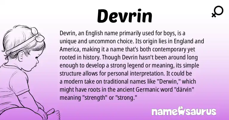 Infographic about Devrin name meaning, Devrin is a name from English (American) origin(s).