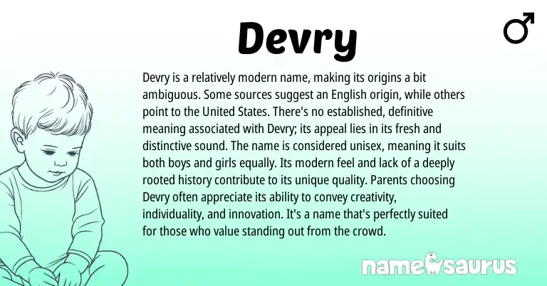 Infographic about Devry name meaning, Devry is a name from English origin(s).
