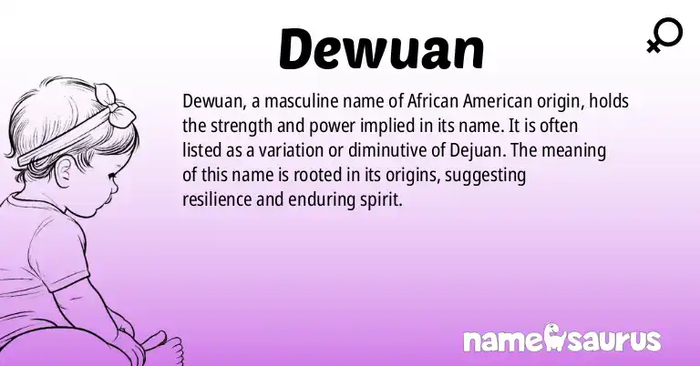 Infographic about Dewuan name meaning, Dewuan is a name from African American origin(s).