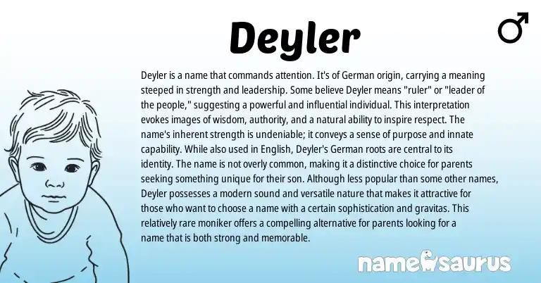 Infographic about Deyler name meaning, Deyler is a name from Germanic origin(s).