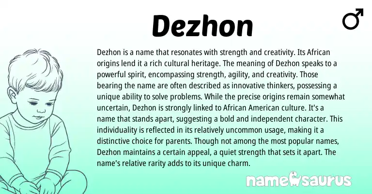 Infographic about Dezhon name meaning, Dezhon is a name from African origin(s).