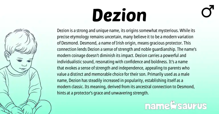 Infographic about Dezion name meaning, Dezion is a name from Other origin(s).