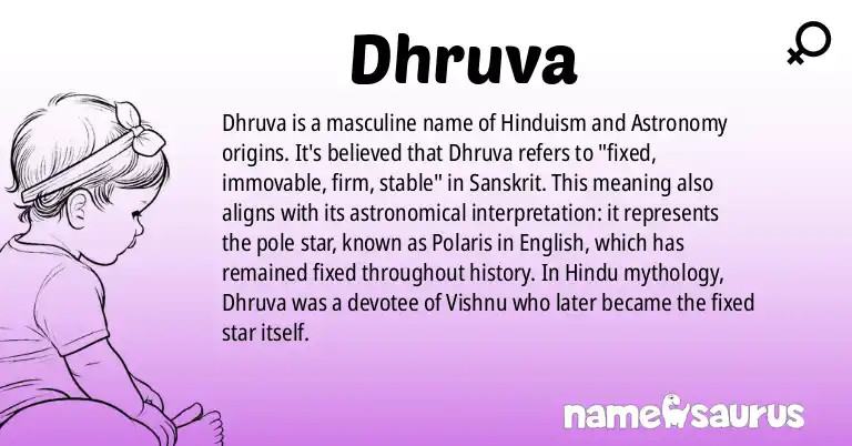 Infographic about Dhruva name meaning, Dhruva is a name from Hinduism, Astronomy origin(s).