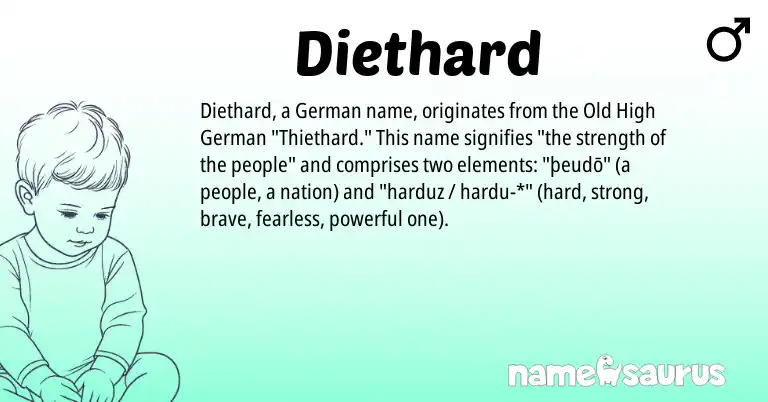 Infographic about Diethard name meaning, Diethard is a name from Old High German, German origin(s).