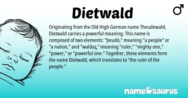 Infographic about Dietwald name meaning, Dietwald is a name from Old High German origin(s).