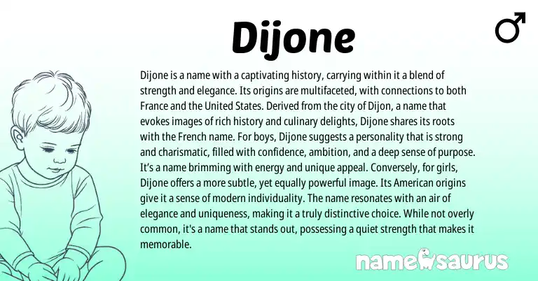 Infographic about Dijone name meaning, Dijone is a name from French origin(s).