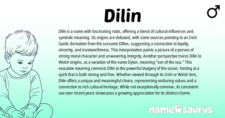 Infographic about Dilin name meaning, Dilin is a name from Gaelic, Irish origin(s).