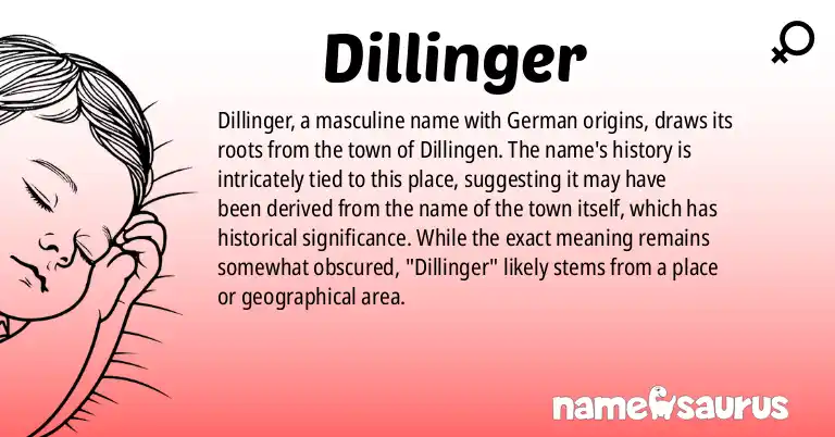 Infographic about Dillinger name meaning, Dillinger is a name from German origin(s).