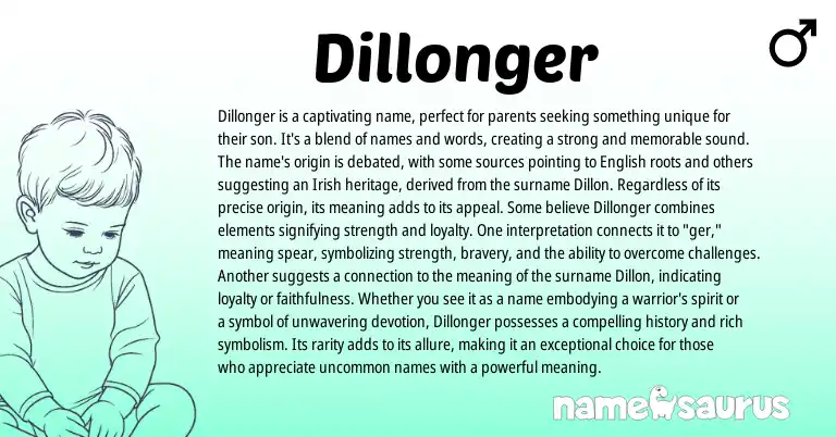 Infographic about Dillonger name meaning, Dillonger is a name from English origin(s).