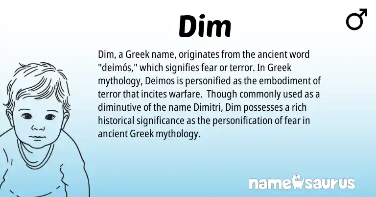 Infographic about Dim name meaning, Dim is a name from Greek origin(s).
