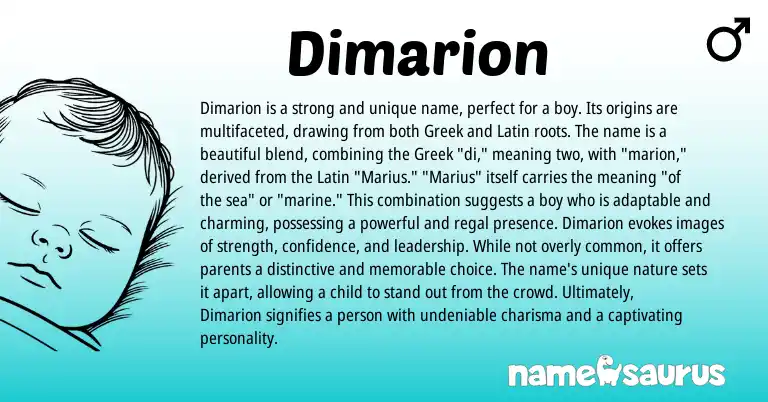 Infographic about Dimarion name meaning, Dimarion is a name from Greek, Latin origin(s).