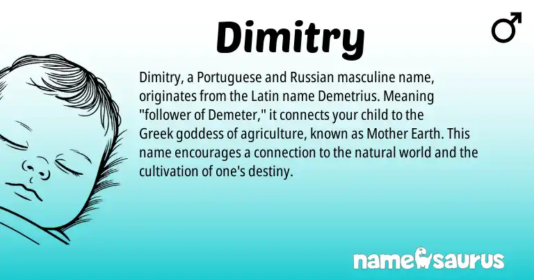 Infographic about Dimitry name meaning, Dimitry is a name from Russian, Greek, Latin, Portuguese origin(s).