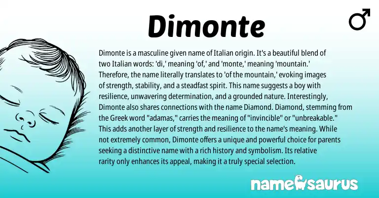 Infographic about Dimonte name meaning, Dimonte is a name from Italian origin(s).