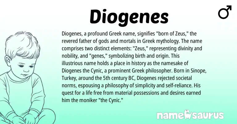 Infographic about Diogenes name meaning, Diogenes is a name from Greek origin(s).
