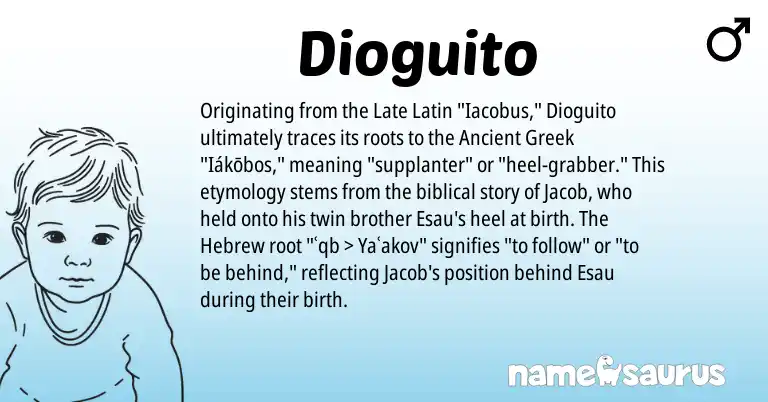 Infographic about Dioguito name meaning, Dioguito is a name from Late Latin, Hebrew, Ancient Greek origin(s).