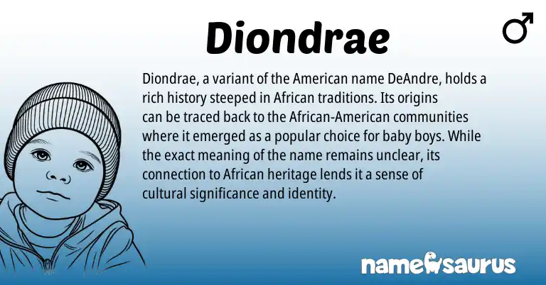 Infographic about Diondrae name meaning, Diondrae is a name from African, American origin(s).