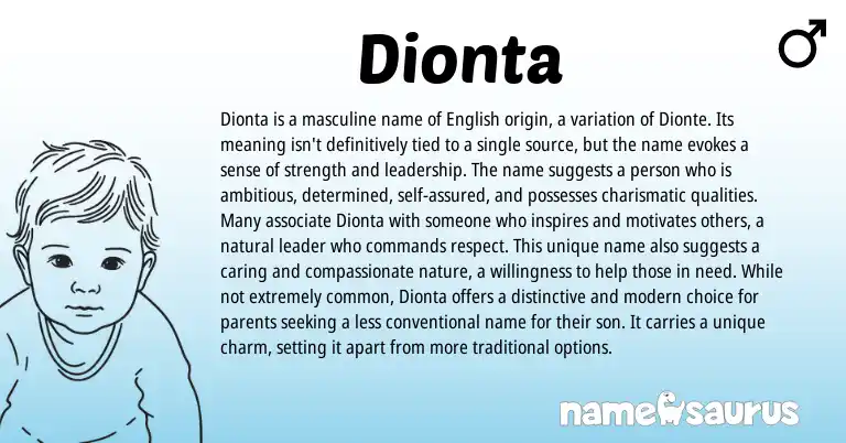 Infographic about Dionta name meaning, Dionta is a name from Other origin(s).