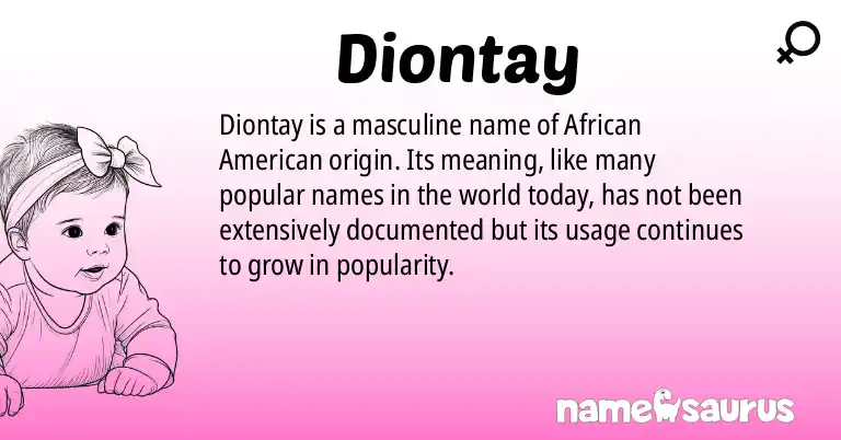 Infographic about Diontay name meaning, Diontay is a name from African American origin(s).