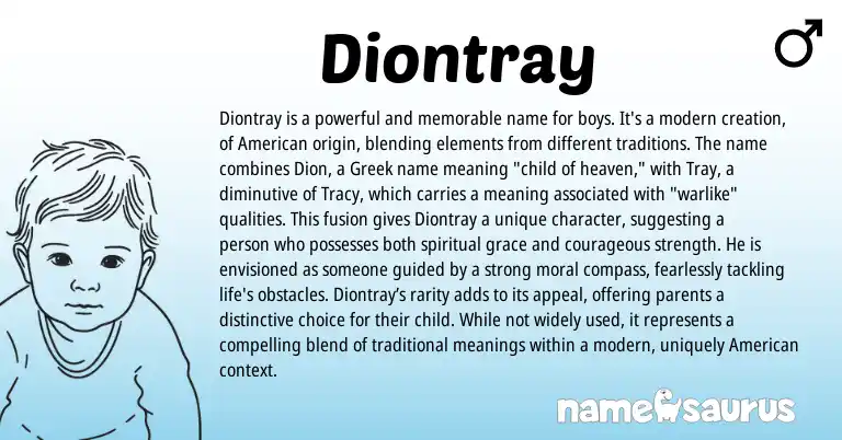 Infographic about Diontray name meaning, Diontray is a name from Greek, American origin(s).