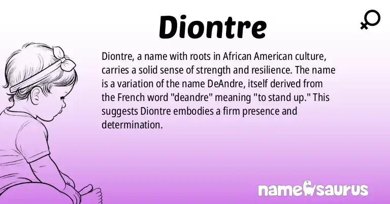 Infographic about Diontre name meaning, Diontre is a name from African American origin(s).